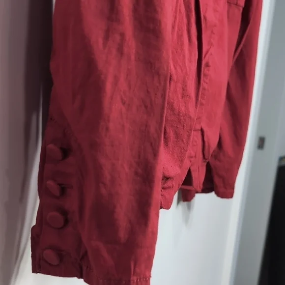 Eileen Fisher | Linen Lightweight Red Blazer Jacket Size L - Picture 5 of 11